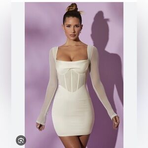 Oh Polly Cream Long Sleeve Dress